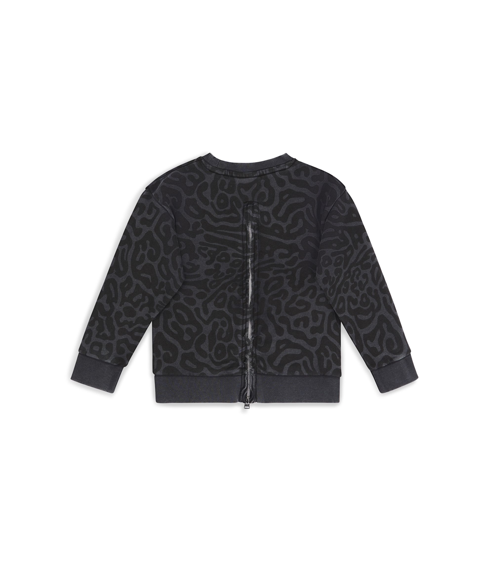 HUGO - Kids' cheetah-print sweatshirt with rear zip - Black