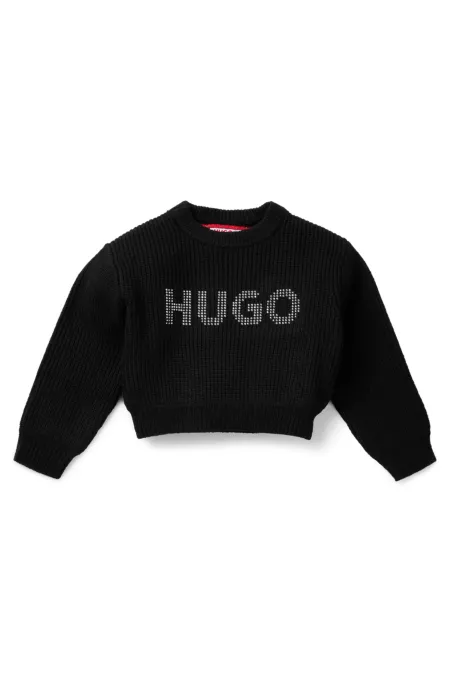 Kids' cropped sweater with studded logo