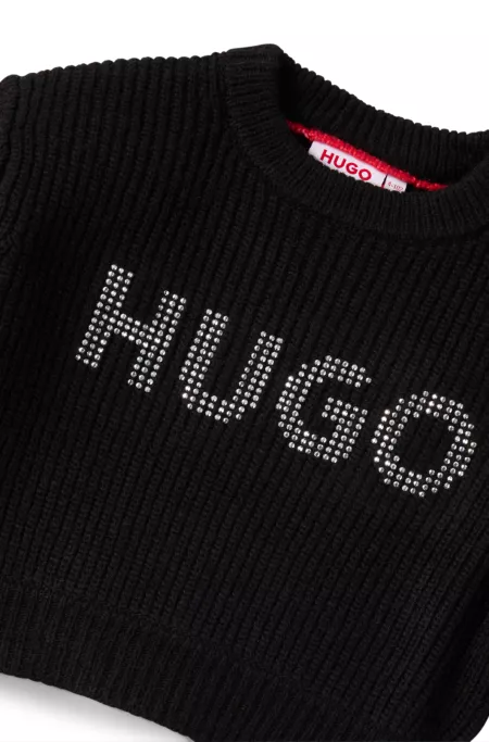 Kids' cropped sweater with studded logo