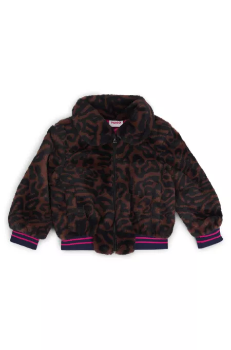 Kids' faux-fur jacket with cheetah print