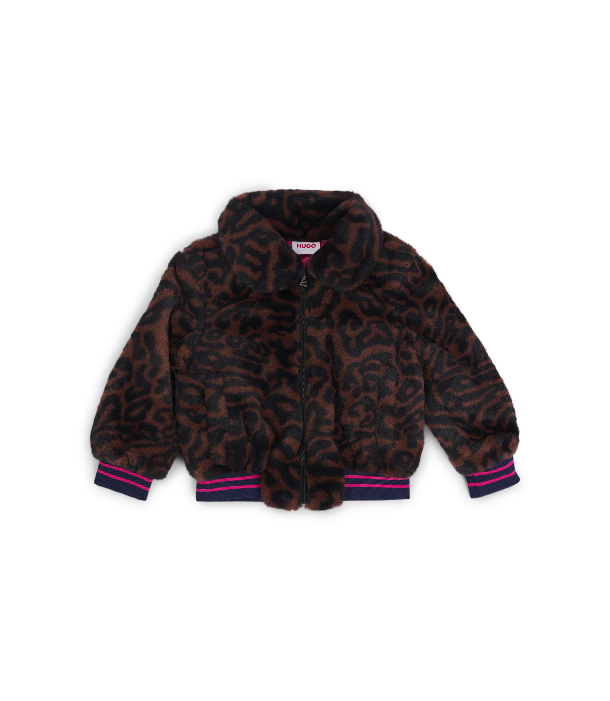 Kids' faux-fur jacket with cheetah print