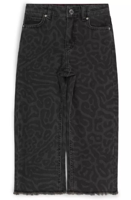 Kids' relaxed-fit jeans in cheetah-print denim