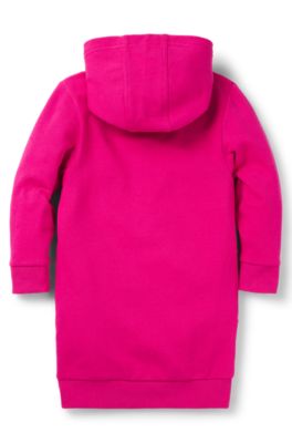 Kids' long hoodie with varsity-style logo, Pink