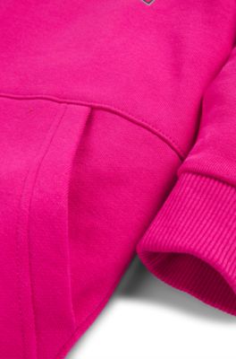 Kids' long hoodie with varsity-style logo, Pink