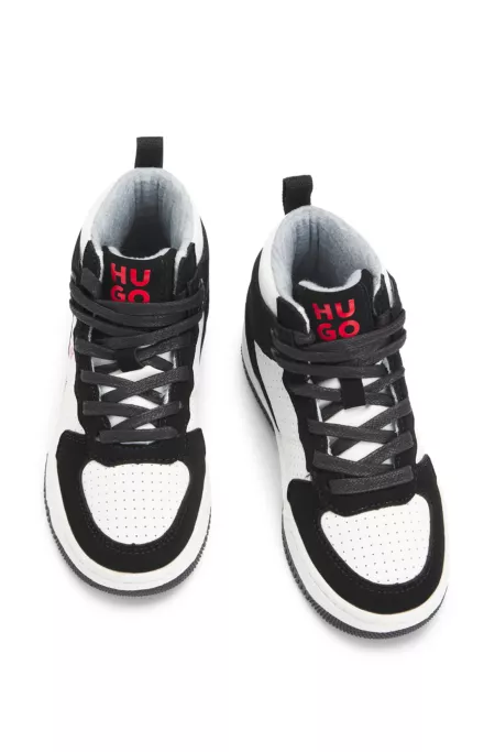 Kids' trainers in mixed materials with mesh trims