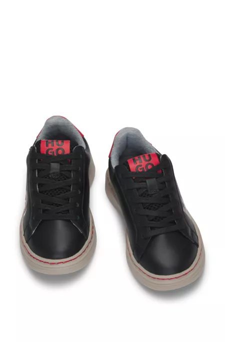 Kids' trainers in mixed materials with nappa leather