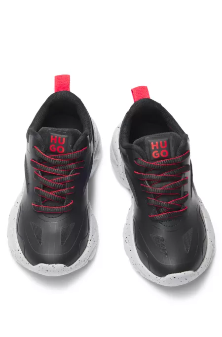 Kids' trainers in ripstop fabric and faux nubuck