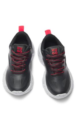 Kids' trainers in ripstop fabric and faux nubuck, Black