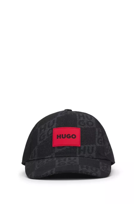 Kids' canvas cap with stacked logos and branded label