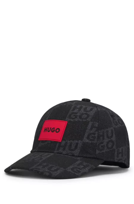 Kids' canvas cap with stacked logos and branded label