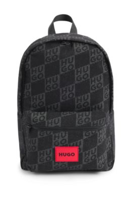Mochila de lona para ni&ntilde;os con logos apilados estampados, Negro