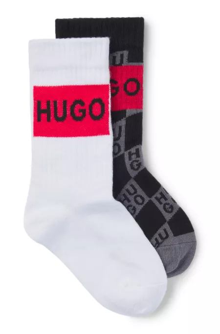 Kids' two-pack of socks with red logo labels