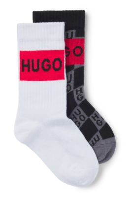 Paquete de dos pares de calcetines para ni&ntilde;os con etiquetas con logo rojas, Assorted-Pre-Pack