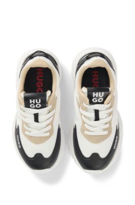 Kids' trainers in canvas and faux leather, White