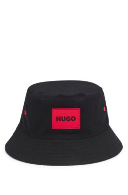 Kids' reversible bucket hat in ripstop and cotton, Black