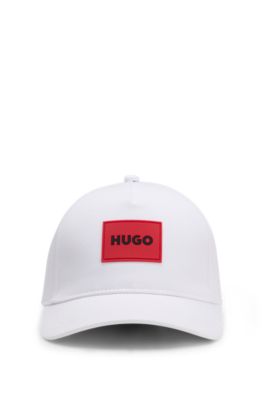 Kids' logo-badge cap in cotton twill, White