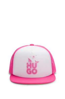 Kids' foam-front cap with logo print, Pink