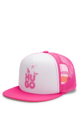 Kids' foam-front cap with logo print, Pink