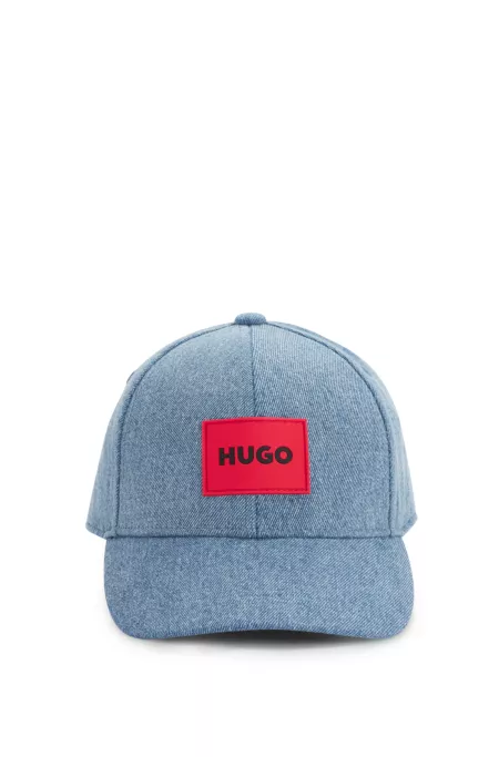 Kids' logo-badge cap in cotton denim