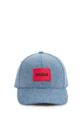 Kids' logo-badge cap in cotton denim, Patterned