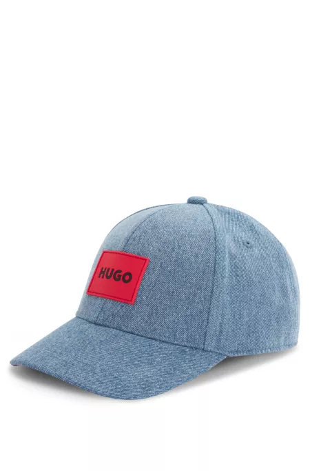 Kids' logo-badge cap in cotton denim
