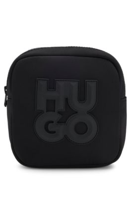 Kids' messenger bag with stacked logo, Black