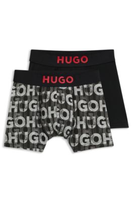 Paquete de dos calzoncillos b&oacute;xer de algod&oacute;n el&aacute;stico para ni&ntilde;os, Negro