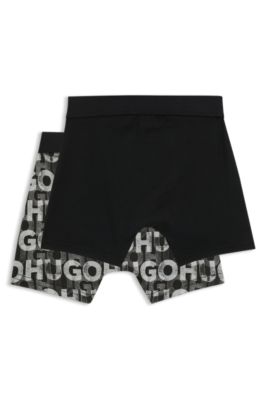 Paquete de dos calzoncillos b&oacute;xer de algod&oacute;n el&aacute;stico para ni&ntilde;os, Negro