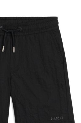 Kids' swim shorts with logo print, Black