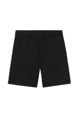 Kids' swim shorts with logo print, Black