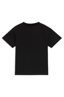 Kids' box-logo T-shirt in cotton, Black