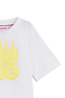 Kids' flame-logo T-shirt in cotton, White