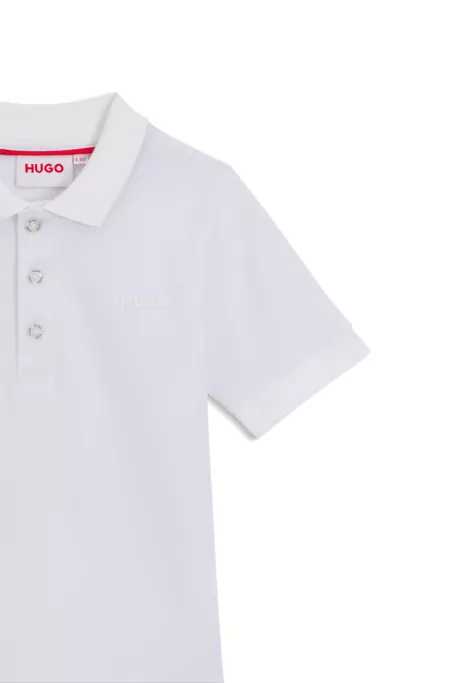 Kids' logo-print polo shirt in stretch cotton
