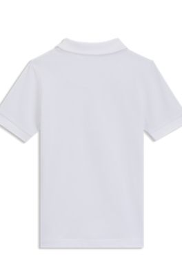 Kids' logo-print polo shirt in stretch cotton, White