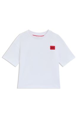 Kids' cotton T-shirt with rear artwork, White