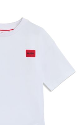 Kids' cotton T-shirt with rear artwork, White