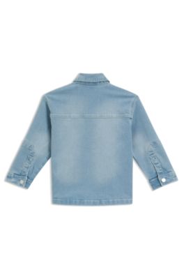 Kids' overshirt in blue denim, Patterned