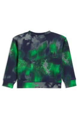 Kids' cotton-blend sweatshirt with all-over print, Dark Blue