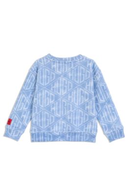 Kids' geometric-logo sweatshirt in a cotton blend, Light Blue