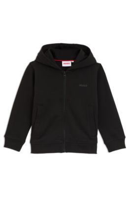 Sudadera con capucha para ni&ntilde;os en mezcla de algod&oacute;n con logo estampado, Negro