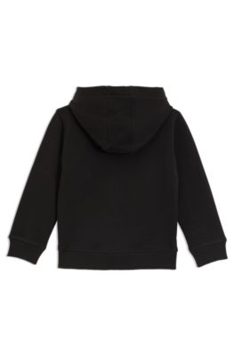 Sudadera con capucha para ni&ntilde;os en mezcla de algod&oacute;n con logo estampado, Negro
