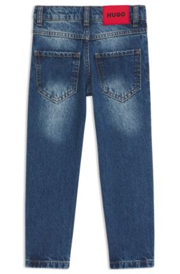 Kids' regular-fit jeans in blue denim, Patterned