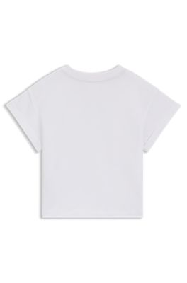 Camiseta corta para ni&ntilde;os de algod&oacute;n el&aacute;stico con logo iridiscente, Blanco