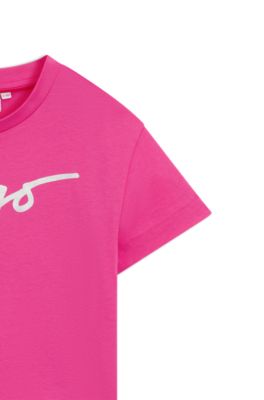 Kids' iridescent-logo T-shirt in cotton, Pink