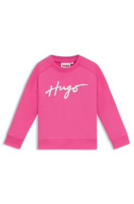 Kids' iridescent-logo sweatshirt in a cotton blend, Pink