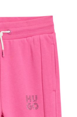 Pantalones de ch&aacute;ndal para ni&ntilde;os de algod&oacute;n con logotipo de tachuelas, Pink