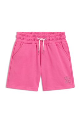 Kids' stud-logo shorts in a cotton blend, Pink