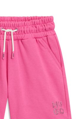 Kids' stud-logo shorts in a cotton blend, Pink