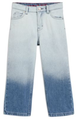 Kids' blue relaxed-fit jeans with gradient wash, Patterned