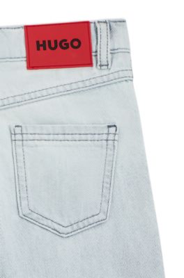 Kids' blue relaxed-fit jeans with gradient wash, Patterned